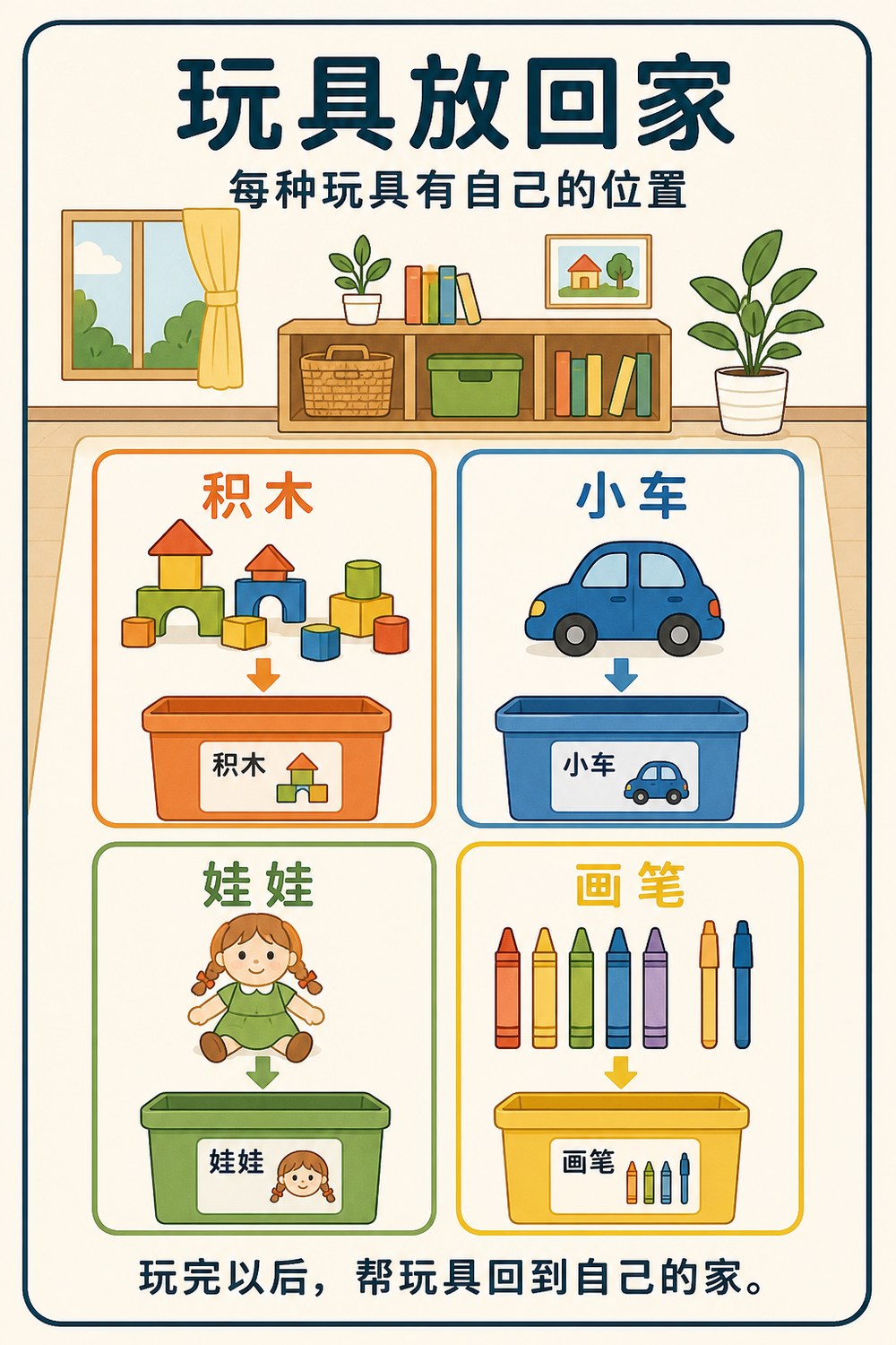 玩具收纳标签与整理步骤包封面