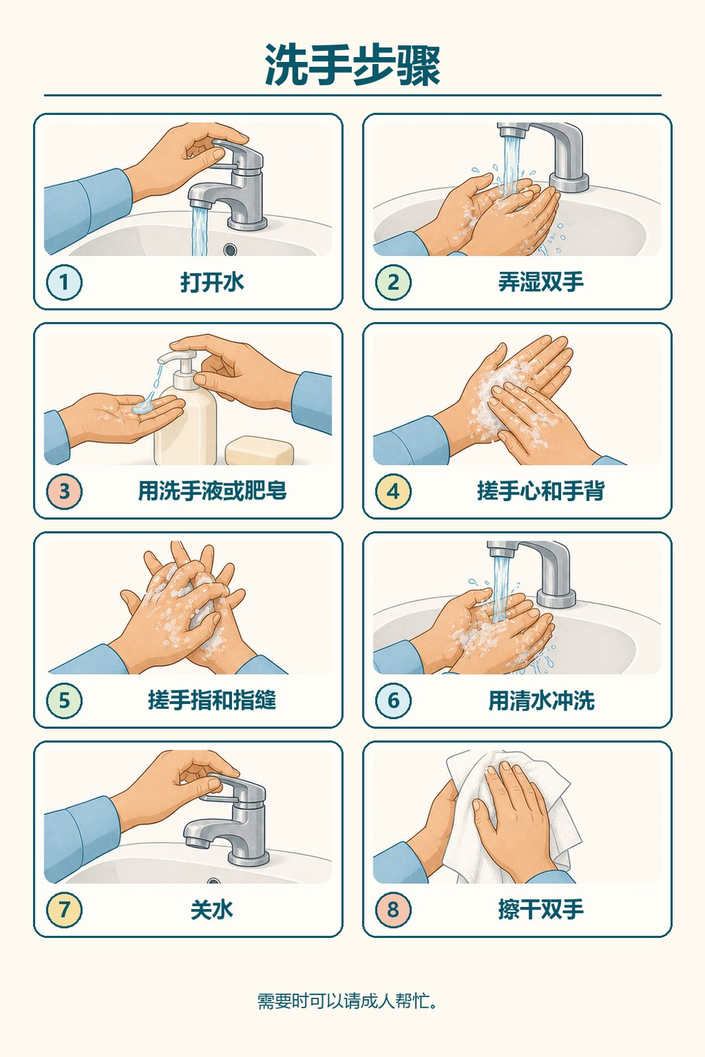 洗手步骤图与排序卡封面